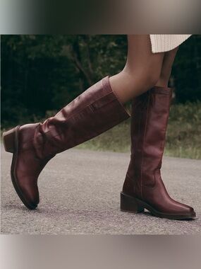 FRYE KATE PULL ON BOOTS MERLOT LEATHER SIZE 8 B